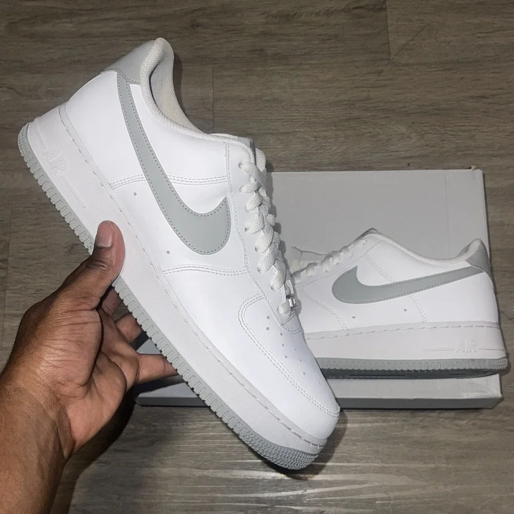 Size 12- Nike Men's Air Force 1 '07 White Light Smoke Grey FJ4146-100